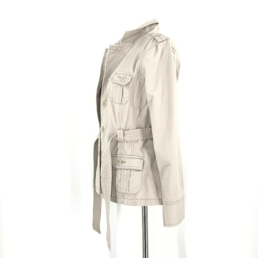 French Cuff Tan Khaki 4-Pocket Belt Utility Jacket - Picture 4 of 11